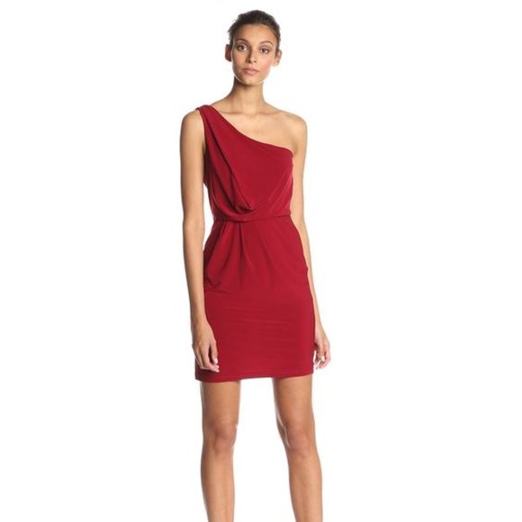 Hailey Adrianna Papell Jersey One-Shoulder Dress 4 - Picture 1 of 8